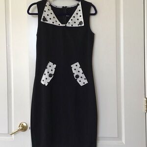 Grace Black Dress with Polka Dot Accents